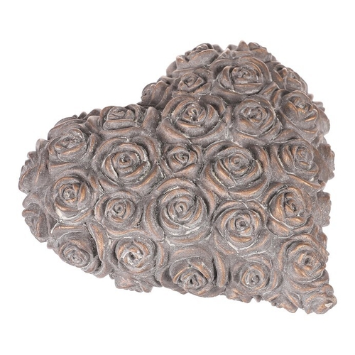 Srdce s růžemi - betonové, antracitově šedé