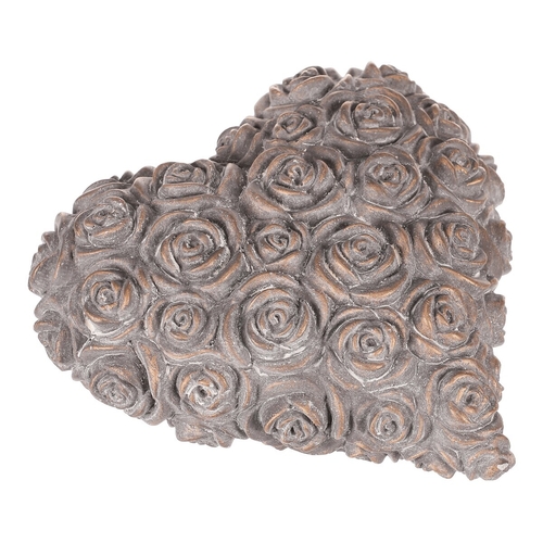 Srdce s růžemi - betonové, antracitově šedé