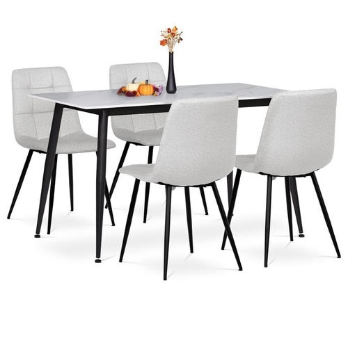 Jídelní set s 4 židlemi, 130x70x76cm, keramika, mramor, ASE-1038 WT2