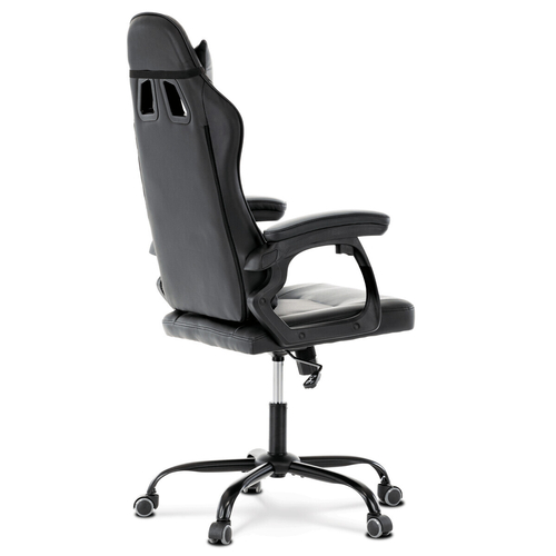 Herní křeslo, houpací mechanismus, šedá ekokůže, KA-L626 GREY