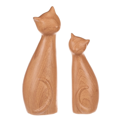 Kočka - figurka z polyresinu, imitace dřeva, cena za sadu 2 ks