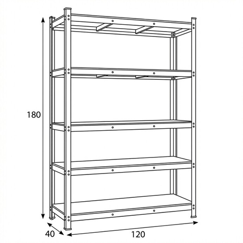 Regál, kov, černá, AUR-G2120 BK