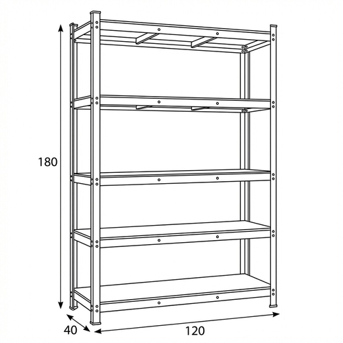 Regál, kov, černá, AUR-G2120 BK