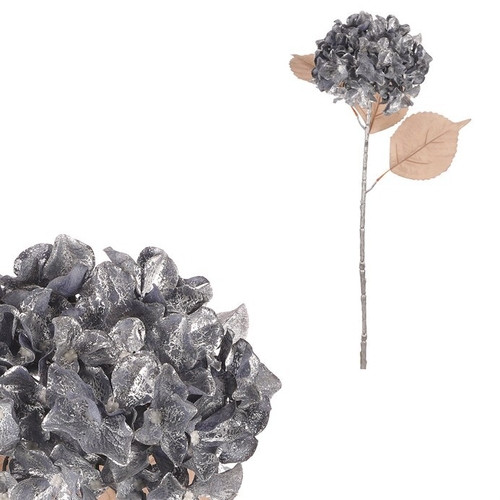 Hortenzie - umělá řezaná květina, modro-stříbrná