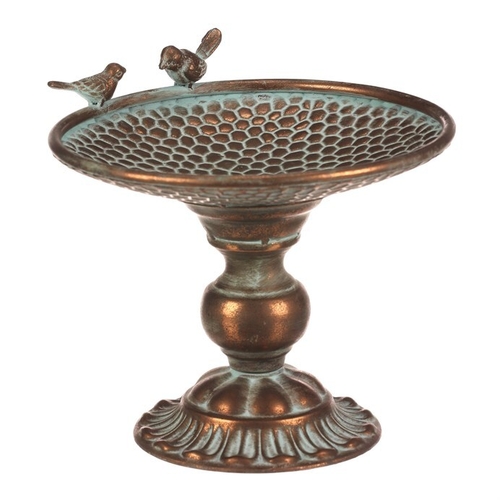 Stojan kovový - 24 cm, aranžovací, s ptáčky, měděný