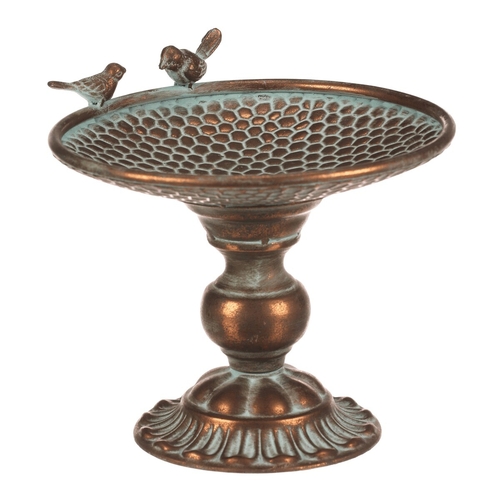 Stojan kovový - 24 cm, aranžovací, s ptáčky, měděný