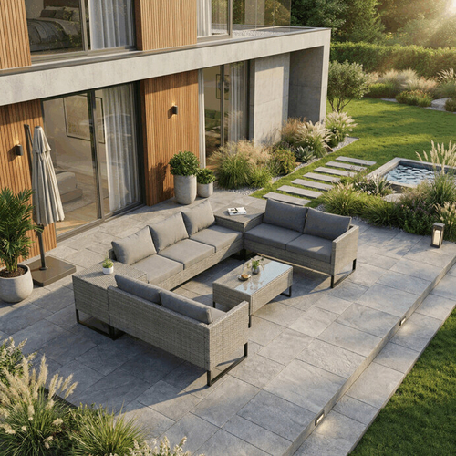 Zahradní sestava, polyratan, šedá, AZS-A1915 GREY