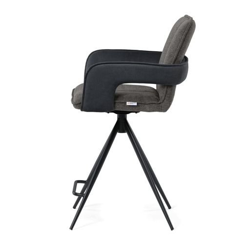 Barová židle otočná 180°, šedá, látka, AUB-F1146 GREY2