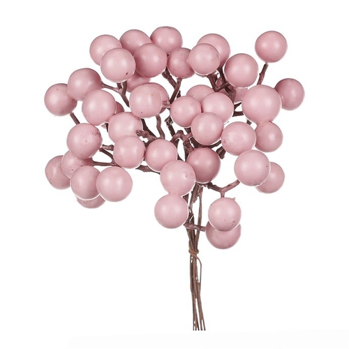 Bobule na drátku - barva růžová, cena za krabičku (24 ks)