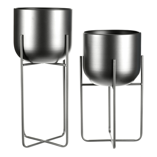 Stojan - kovový, kulatý, stříbrno-šedý, cena za sadu 2 ks