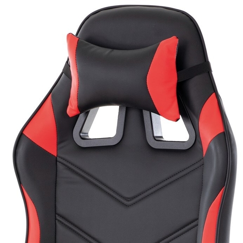 Herní křeslo, houpací mechanismus, červená ekokůže, KA-L626 RED