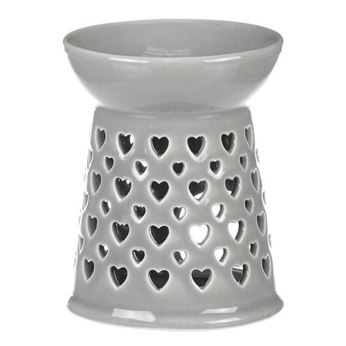 Aromalampa - porcelánová, se srdíčky, barva šedá