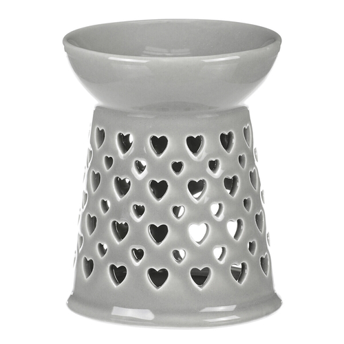 Aromalampa - porcelánová, se srdíčky, barva šedá