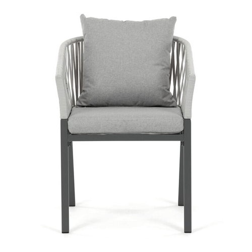 Zahradní židle, kov, látka, šedá, AZC-S1430 GREY