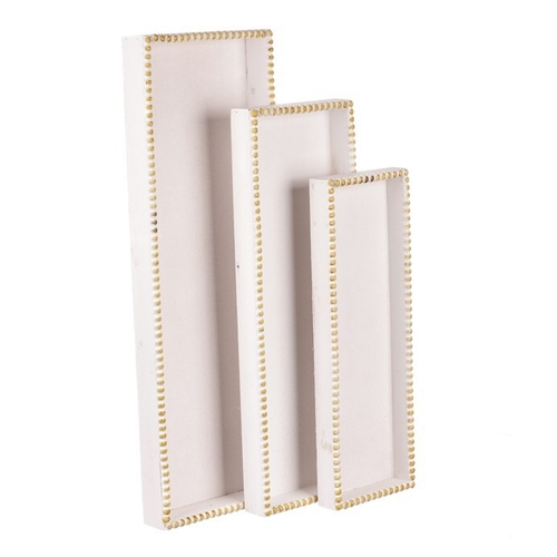 Tác aranžovací - dřevo, obdélníkový, bílý, cena za sadu 3 ks