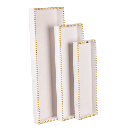 Tác aranžovací - dřevo, obdélníkový, bílý, cena za sadu 3 ks