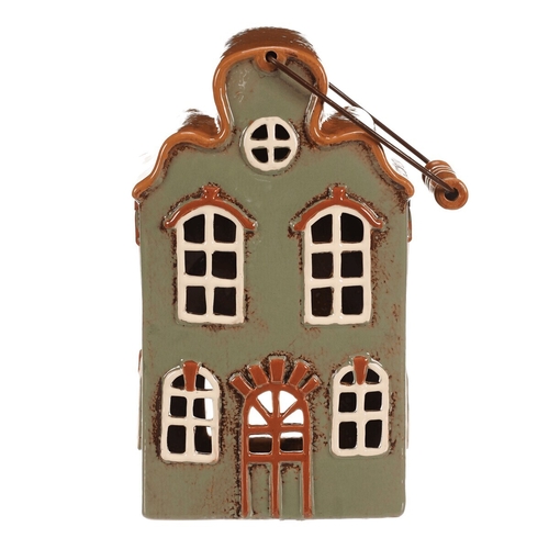 Domeček keramický - na čajovou svíčku, zelený