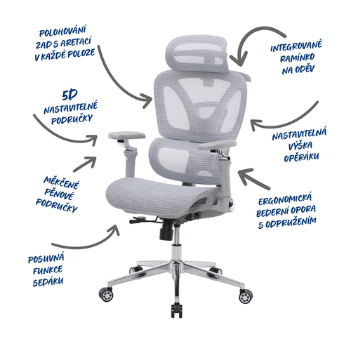 Kancelářská židle, synchronní mechanismus, šedá síťovina, KA-B2361 GREY