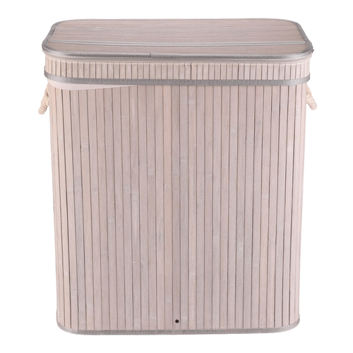 Koš prádelní - bambusový, s víkem, šedý