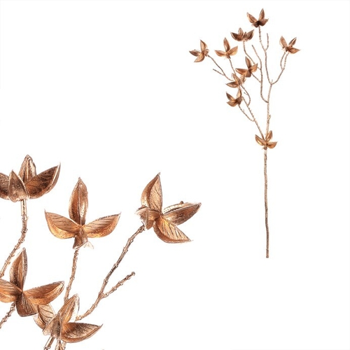 Bavlník - umělá větev,  barva zlatá