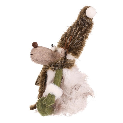 Sob - látková figurka, sedící, bílo-zelená