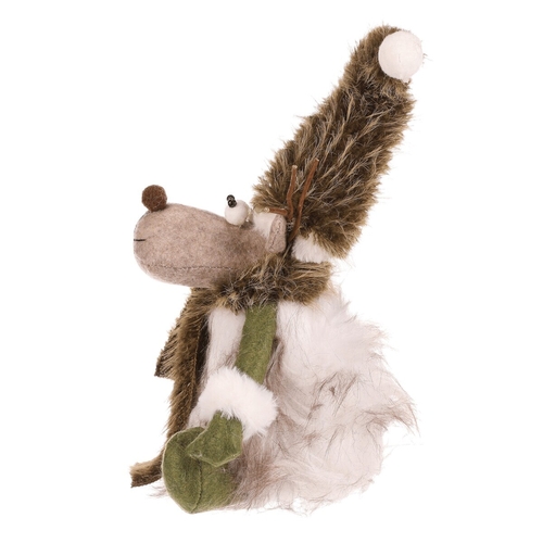 Sob - látková figurka, sedící, bílo-zelená