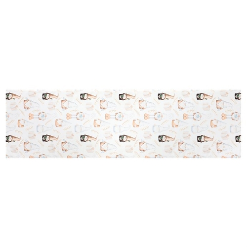 Běhoun béžový - se skřítky, 100% polyester, 40 x 150 cm