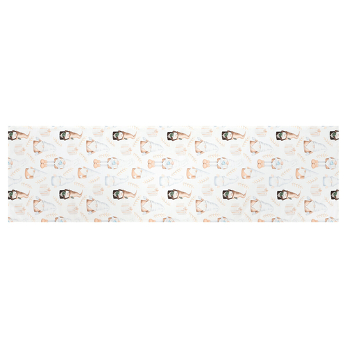 Běhoun béžový - se skřítky, 100% polyester, 40 x 150 cm