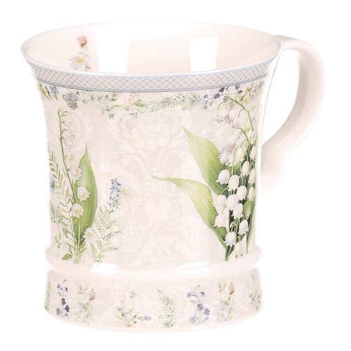Hrnek malovaný - porcelán, dárková dóza, motiv s konvalinkami