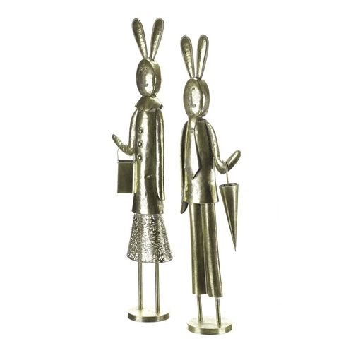 Zajíc - kovová dekorace, zlatá, mix 2, cena za 1 ks