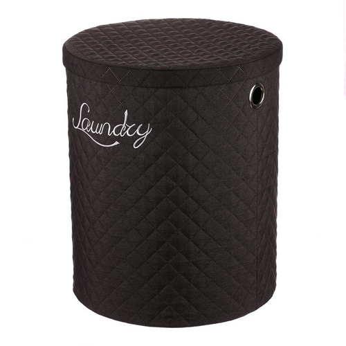 Koš prádelní - látka, kulatý, černý, cena za sadu 5 ks