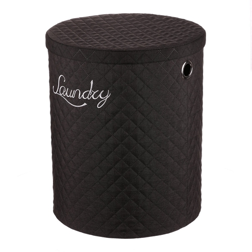Koš prádelní - látka, kulatý, černý, cena za sadu 5 ks