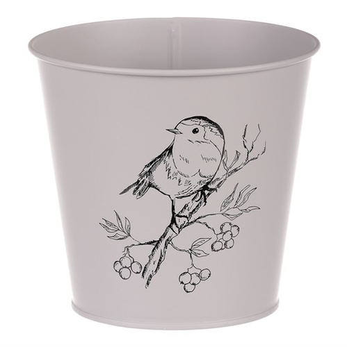 Obal kovový - motiv ptáčka, barva šedá