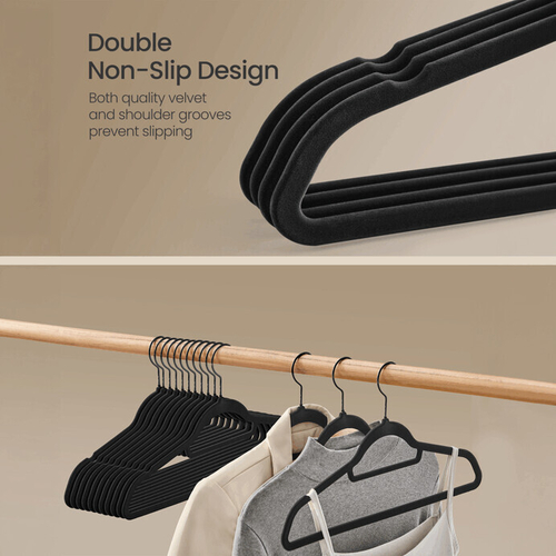 Sametová ramínka, plast, černá, set 50 ks, ASR-E1021 BK