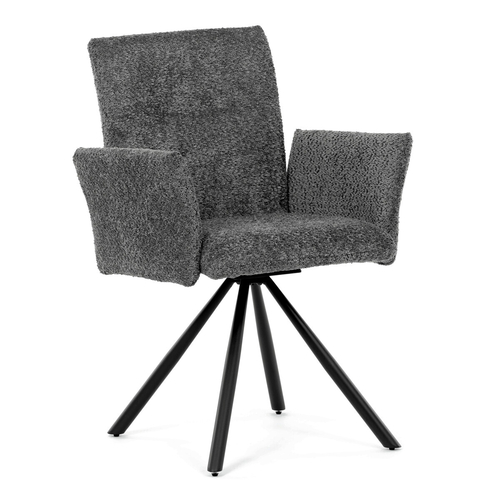 Jídelní židle otočná 180°, šedá, látka bouclé, DCH-W1117 GREY2