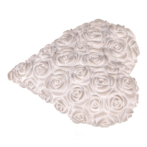 Srdce s růžemi - betonové, šedé