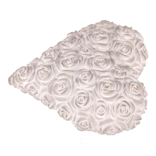 Srdce s růžemi - betonové, šedé