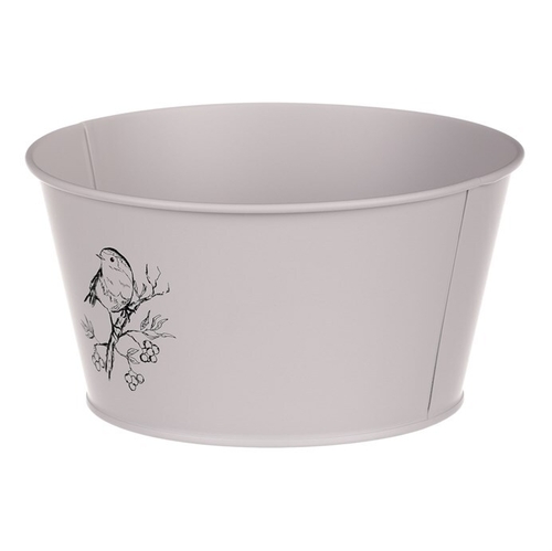 Obal kovový - nízký, motiv ptáčka, barva šedá
