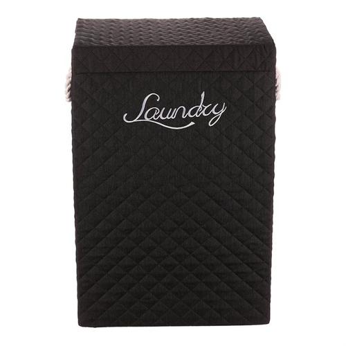 Koš prádelní - látkový s uchy, hranatý, černý