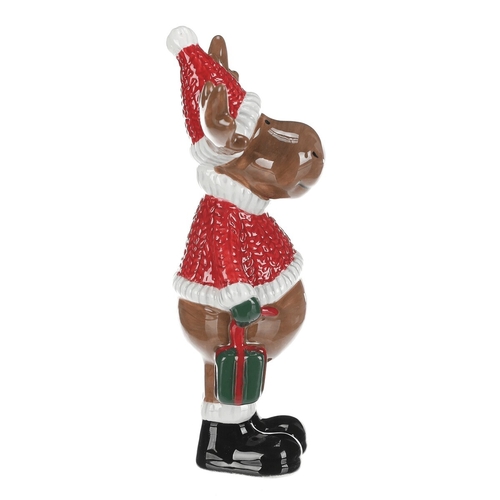 Sob ve svetru - keramická figurka, vel. S, červeno-hnědý