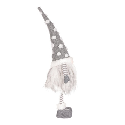 Skřítek - látková figurka, LED osvětlení, barva šedo-bílá