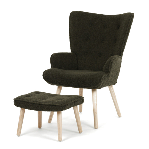 Relaxační křeslo, zelená, látka bouclé, AK-319 GRN2