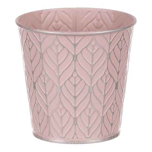 Obal kovový - kulatý, stříbrný vzor, barva růžová