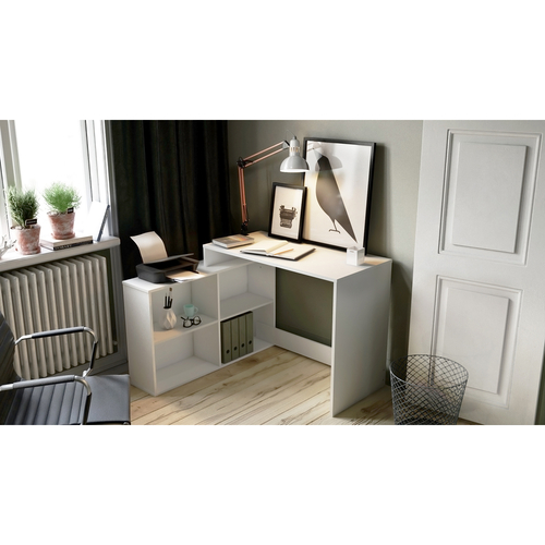 Rohový psací stůl CORNER bílý