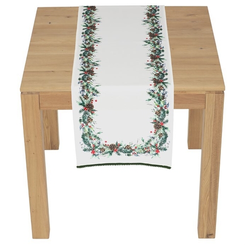 Běhoun - jehličí, šišky a bobule, 100% polyester, 40 x 150 cm