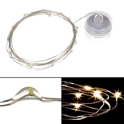 Řetěz s LED světýlky - na knoflíkovou baterii, teplá žlutá barva