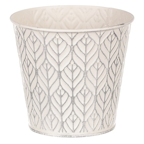 Obal kovový - kulatý, stříbrný vzor, barva krémová