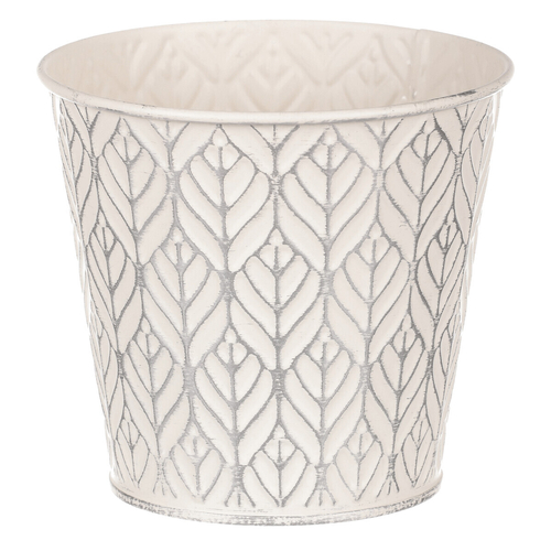 Obal kovový - kulatý, stříbrný vzor, barva krémová