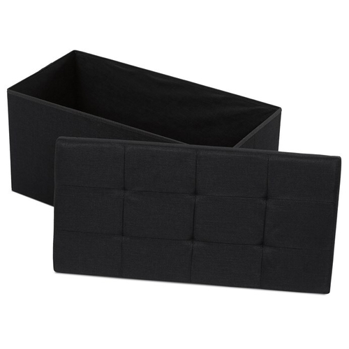 Taburet s úložným prostorem, černá, látka, TAB-462 BK2