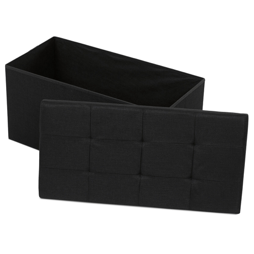 Taburet s úložným prostorem, černá, látka, TAB-462 BK2